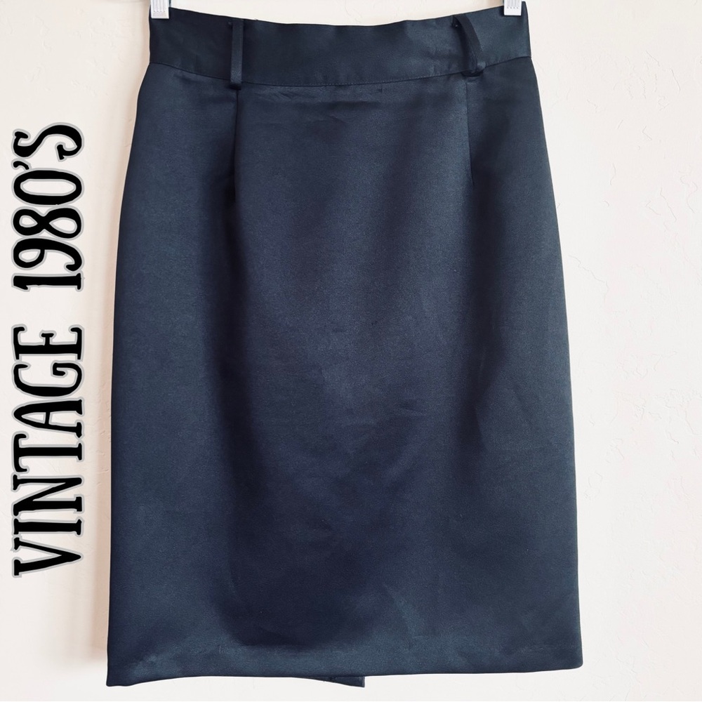 Vintage 1980’s Black Satin Pencil Skirt